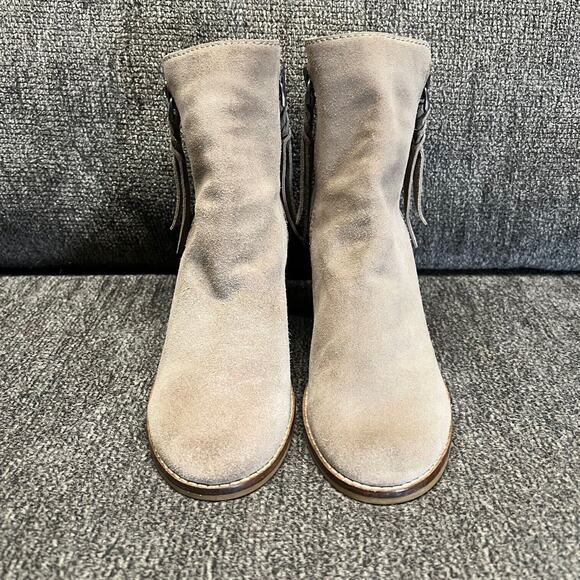 Dolce Vita Ankle Boots Womens 6 Taupe Suede Lana Zip Booties Stacked Heel Casual - Picture 3 of 12